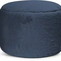 Sitting Point Poufs Pouf Rond Fausse Fourrure Douce Bleu DiamĂštre 50x30cm