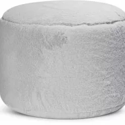 Sitting Point Poufs Pouf Rond Fausse Fourrure Douce Gris Clair Diamètre 50x30cm