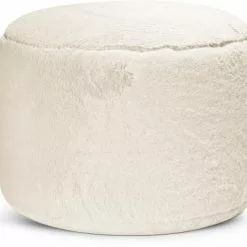 Sitting Point Poufs Pouf Rond Fausse Fourrure Douce Taupe Beige 50x30cm