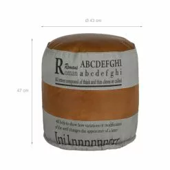 WOMO-DESIGN Poufs Pouf Rond, Gris/marron, Ø 43x47 Cm, En Cuir -Chaise Soldes Magasin pouf rond gris marron oe 43x47 cm en cuir 2