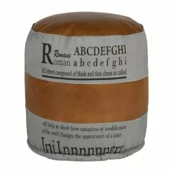 WOMO-DESIGN Poufs Pouf Rond, Gris/marron, Ø 43x47 Cm, En Cuir