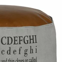 WOMO-DESIGN Poufs Pouf Rond, Gris/marron, Ø 43x47 Cm, En Cuir -Chaise Soldes Magasin pouf rond gris marron oe 43x47 cm en cuir 3