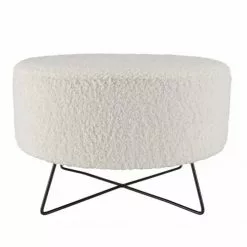 MACABANE Poufs Pouf Rond Tissu Bouclette Blanc Pieds Croisés Métal Noir 8 MACABANE Poufs Pouf Rond Tissu Bouclette Blanc Pieds Croisés Métal Noir -Chaise Soldes Magasin pouf rond tissu bouclette blanc pieds croises metal noir 2