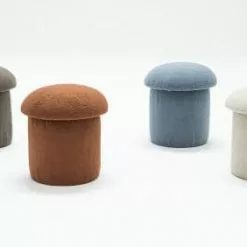 RNT By Really Nice Things Poufs Pouf Tapissé Avec Tissus Bouclé En Forme De Champignon Beige -Chaise Soldes Magasin pouf tapisse avec tissus boucle en forme de champignon beige 4