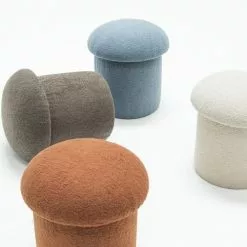RNT By Really Nice Things Poufs Pouf Tapissé Avec Tissus Bouclé En Forme De Champignon Beige -Chaise Soldes Magasin pouf tapisse avec tissus boucle en forme de champignon beige 5
