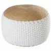 Maisons Du Monde Poufs Pouf Tressé En Jute Et Coton Blanc 30x60cm