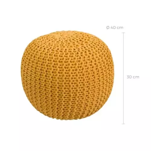 Rendez Vous Déco Poufs Pouf Tricot Rond En Coton Jaune Moutarde 4 Rendez Vous Déco Poufs Pouf Tricot Rond En Coton Jaune Moutarde – Image 4