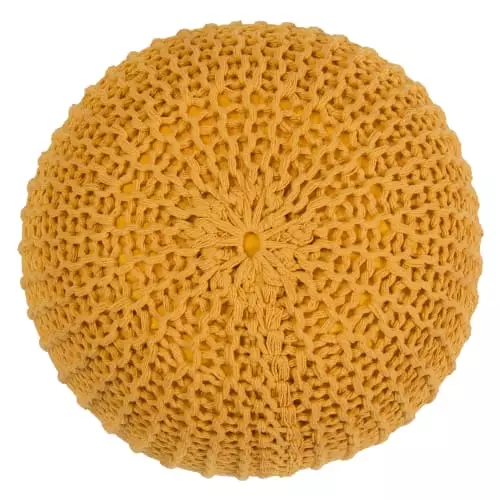 Rendez Vous Déco Poufs Pouf Tricot Rond En Coton Jaune Moutarde 5 Rendez Vous Déco Poufs Pouf Tricot Rond En Coton Jaune Moutarde – Image 5