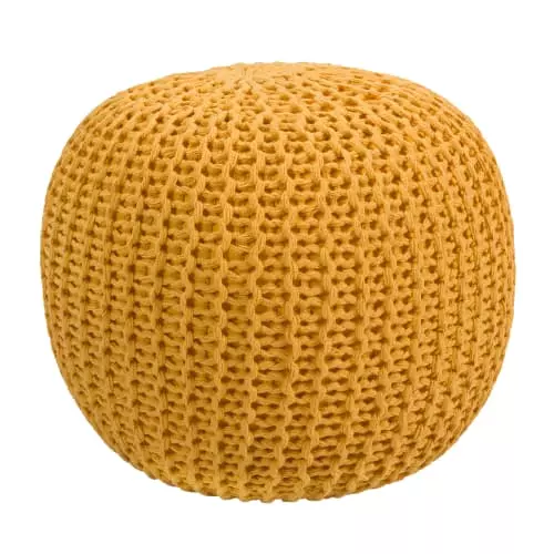 Rendez Vous Déco Poufs Pouf Tricot Rond En Coton Jaune Moutarde 1 Rendez Vous Déco Poufs Pouf Tricot Rond En Coton Jaune Moutarde