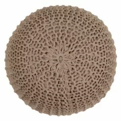 Rendez Vous Déco Poufs Pouf Tricot Rond En Coton Taupe -Chaise Soldes Magasin pouf tricot rond en coton taupe 2