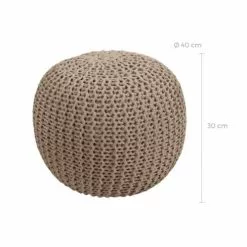 Rendez Vous Déco Poufs Pouf Tricot Rond En Coton Taupe -Chaise Soldes Magasin pouf tricot rond en coton taupe 3