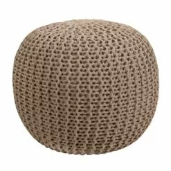 Rendez Vous Déco Poufs Pouf Tricot Rond En Coton Taupe -Chaise Soldes Magasin pouf tricot rond en coton taupe 5
