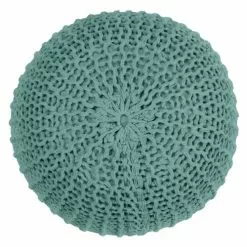 Rendez Vous Déco Poufs Pouf Tricot Rond En Coton Vert Céladon -Chaise Soldes Magasin pouf tricot rond en coton vert celadon 2