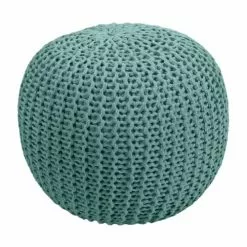 Rendez Vous Déco Poufs Pouf Tricot Rond En Coton Vert Céladon
