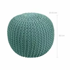 Rendez Vous Déco Poufs Pouf Tricot Rond En Coton Vert Céladon -Chaise Soldes Magasin pouf tricot rond en coton vert celadon 3