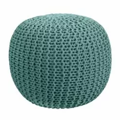 Rendez Vous Déco Poufs Pouf Tricot Rond En Coton Vert Céladon -Chaise Soldes Magasin pouf tricot rond en coton vert celadon 5