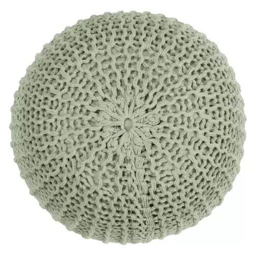 Rendez Vous Déco Poufs Pouf Tricot Rond En Coton Vert Clair 3 Rendez Vous Déco Poufs Pouf Tricot Rond En Coton Vert Clair – Image 3