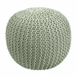 Rendez Vous Déco Poufs Pouf Tricot Rond En Coton Vert Clair