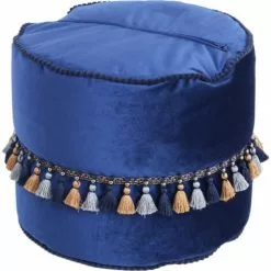 ReCollection Poufs Pouf Velours Bleu H38cm 8 ReCollection Poufs Pouf Velours Bleu H38cm -Chaise Soldes Magasin pouf velours bleu h38cm 2