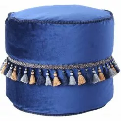 ReCollection Poufs Pouf Velours Bleu H38cm 9 ReCollection Poufs Pouf Velours Bleu H38cm -Chaise Soldes Magasin pouf velours bleu h38cm 3