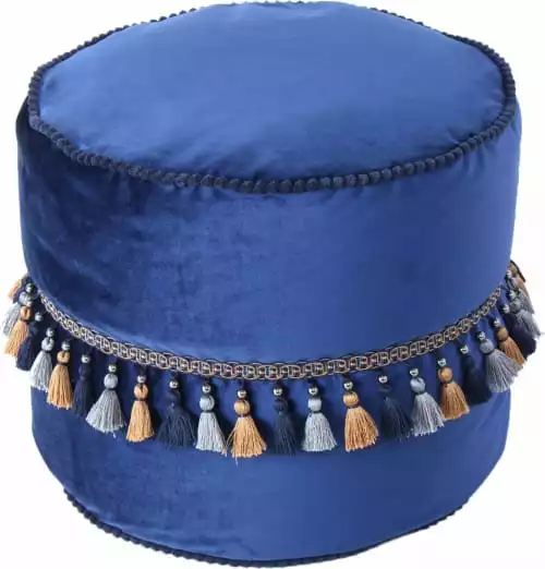 ReCollection Poufs Pouf Velours Bleu H38cm 1 ReCollection Poufs Pouf Velours Bleu H38cm