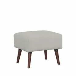 Drawer Repose-pieds En Tissu Bouclette Pieds Bois Foncé Gris Clair