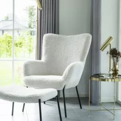 House Nordic Repose-pieds En Tissu Bouclette Sable -Chaise Soldes Magasin repose pieds en tissu bouclette sable 5