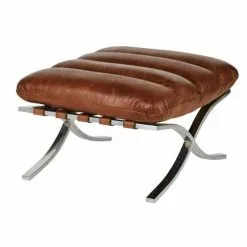 Maisons Du Monde Repose-pieds Vintage En Cuir Marron