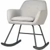 ATHM DESIGN Fauteuils Rocking Chair Assise Tissu Gris Clair Pieds Métal Noir