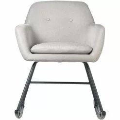 ATHM DESIGN Fauteuils Rocking Chair Assise Tissu Gris Clair Pieds Métal Noir -Chaise Soldes Magasin rocking chair assise tissu gris clair pieds metal noir 4