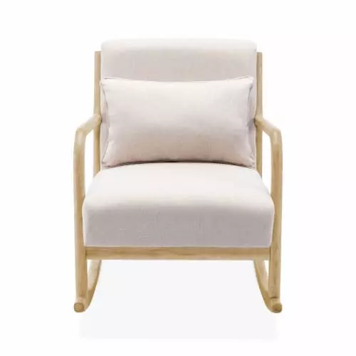 Alice's Garden Fauteuils Rocking Chair Design Tissu Beige Et Bois - Lorens Rocking 4 Alice's Garden Fauteuils Rocking Chair Design Tissu Beige Et Bois - Lorens Rocking – Image 4
