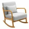 Nordlys Fauteuils Rocking Chair En Bois Massif Et Tissu Gris