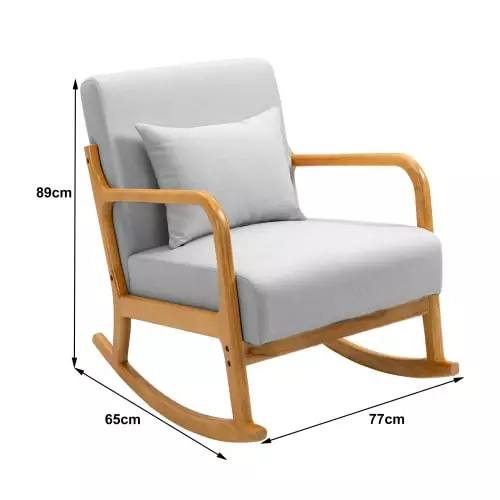 Nordlys Fauteuils Rocking Chair En Bois Massif Et Tissu Gris 5 Nordlys Fauteuils Rocking Chair En Bois Massif Et Tissu Gris – Image 5