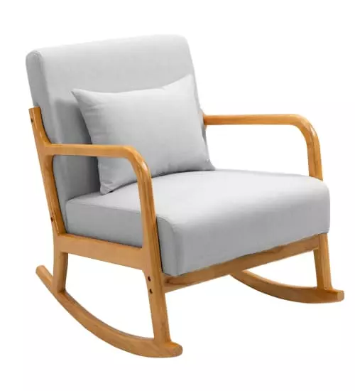 Nordlys Fauteuils Rocking Chair En Bois Massif Et Tissu Gris 1 Nordlys Fauteuils Rocking Chair En Bois Massif Et Tissu Gris