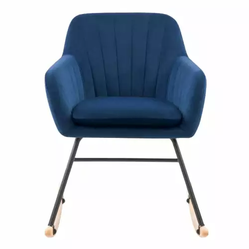 Rendez Vous Déco Fauteuils Rocking-chair En Velours Bleu Et Pieds En Métal Et Bois 2 Rendez Vous Déco Fauteuils Rocking-chair En Velours Bleu Et Pieds En Métal Et Bois – Image 2