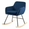 Rendez Vous Déco Fauteuils Rocking-chair En Velours Bleu Et Pieds En Métal Et Bois