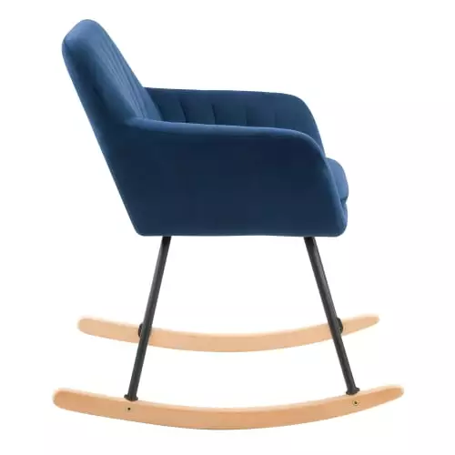 Rendez Vous Déco Fauteuils Rocking-chair En Velours Bleu Et Pieds En Métal Et Bois 6 Rendez Vous Déco Fauteuils Rocking-chair En Velours Bleu Et Pieds En Métal Et Bois – Image 6
