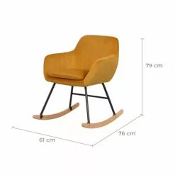 Rendez Vous Déco Fauteuils Rocking-chair En Velours Jaune -Chaise Soldes Magasin rocking chair en velours jaune 2