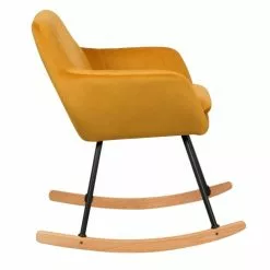 Rendez Vous Déco Fauteuils Rocking-chair En Velours Jaune -Chaise Soldes Magasin rocking chair en velours jaune 4