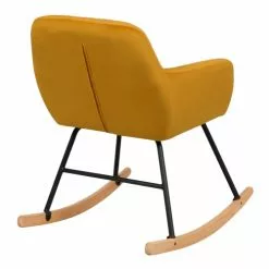 Rendez Vous Déco Fauteuils Rocking-chair En Velours Jaune -Chaise Soldes Magasin rocking chair en velours jaune 5