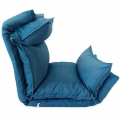 Mobili Rebecca Fauteuils Siège De Sol Rembourré En Métal Et Polyester Bleu Foncé -Chaise Soldes Magasin siege de sol rembourre en metal et polyester bleu fonce 2